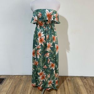 Strapless Floral Maxi Dress
